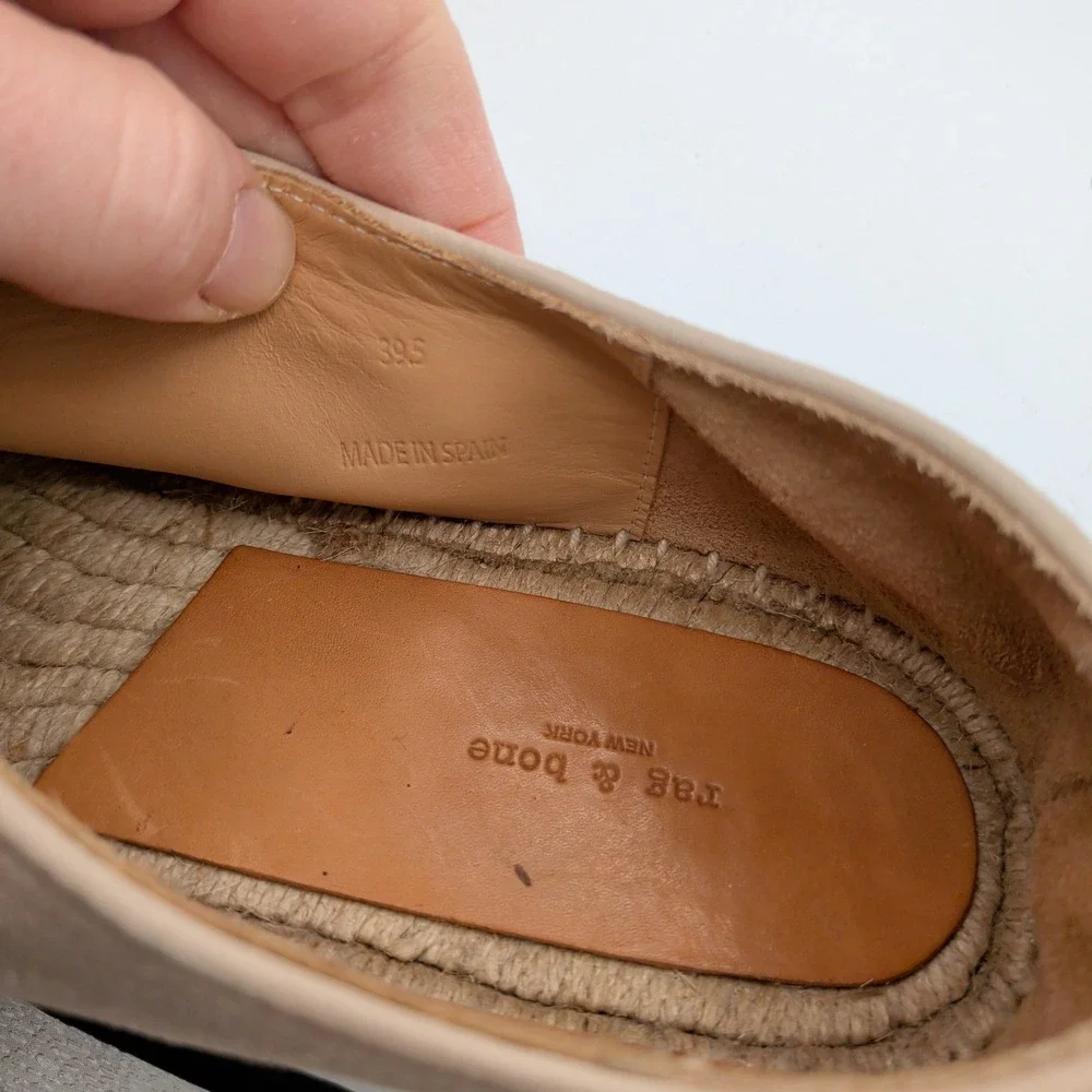 Rag & Bone Nina Taupe Suede Platform Espadrilles Shoes Womens 9.5 39.5 Spain‎